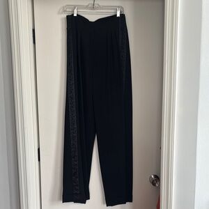 Elegant Black Trousers with Lace Detail